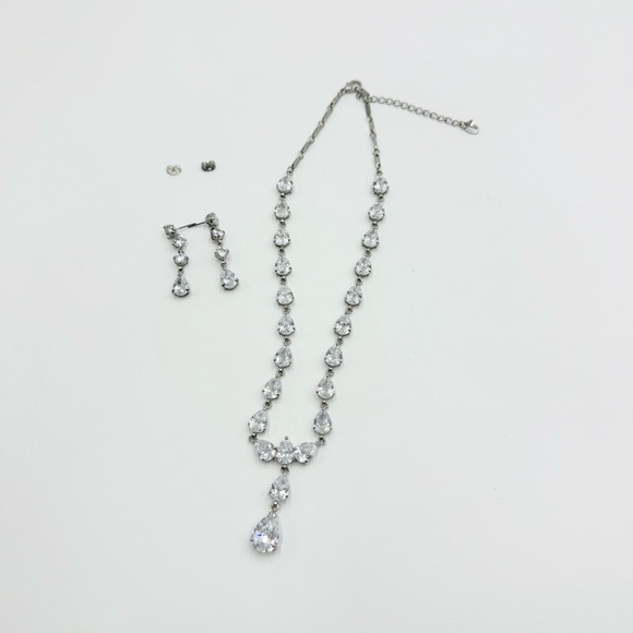 Rhodium-Plated Cubic Zirconia Necklace Earring Sets - Picture 6 of 11